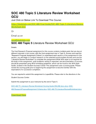 SOC 480 Topic 5 Literature Review Worksheet GCU