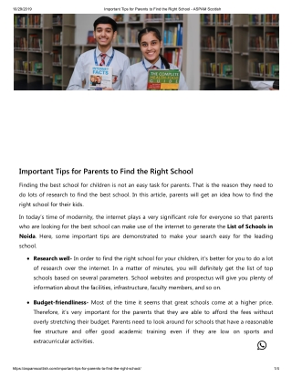 Important Tips for Parents to Find the Right School