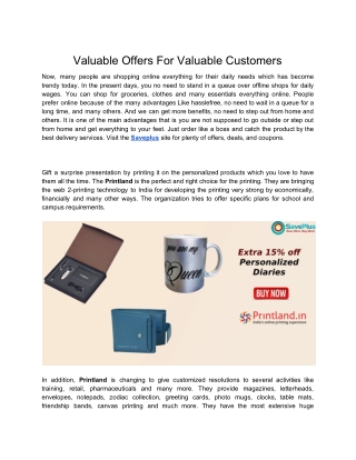 Valuable Offers For Valuable Customers