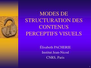 MODES DE STRUCTURATION DES CONTENUS PERCEPTIFS VISUELS