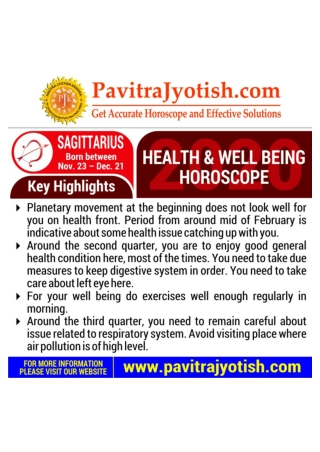 2020 Sagittarius Health and Well Being Horoscope
