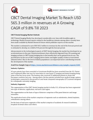 CBCT Dental Imaging Market Research 2019