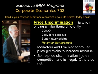 Executive MBA Program : Corporate Economics 752