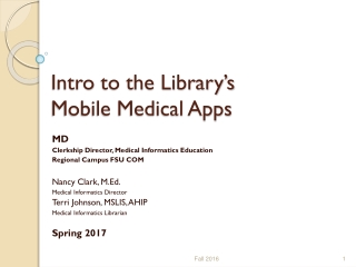 Intro to the Library’s Mobile Medical Apps