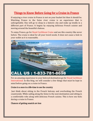 Things to Know Before Going for a Cruise in France - Royal caribbean