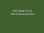 MSU College of Law Plea Sentencing Clinic