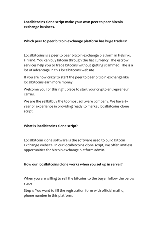 Local bitcoin clone script | local bitcoin clone | local bitcoin clone demo