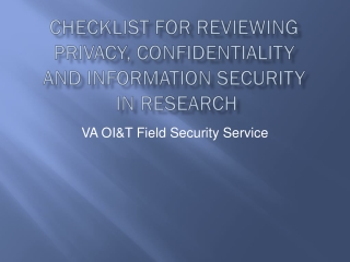 Checklist for reviewing Privacy, Confidentiality and Information Security in Research