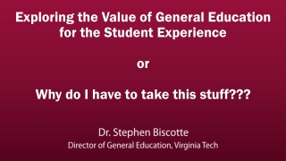 Dr. Stephen Biscotte Director of General Education, Virginia Tech