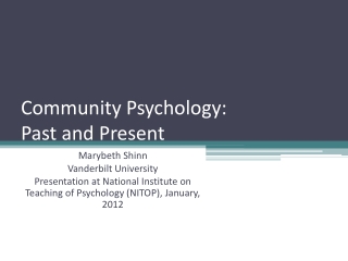 Community Psychology: Past and Present