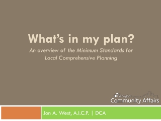 What’s in my plan? An overview of the Minimum Standards for Local Comprehensive Planning