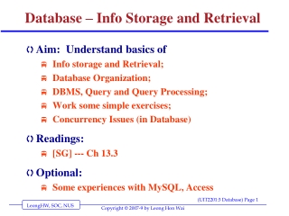 Database – Info Storage and Retrieval