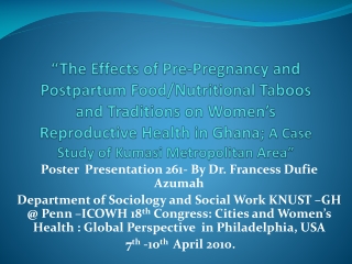 Poster Presentation 261- By Dr. Francess Dufie Azumah