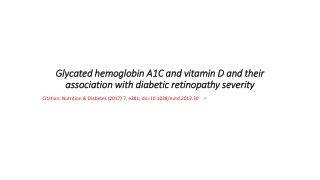 Glycated hemoglobin A1C and vitamin D and their association with diabetic retinopathy severity