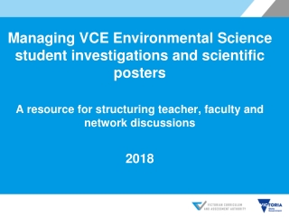 Resource Outline Section A : Scientific posters