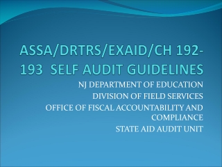 ASSA/DRTRS/EXAID/CH 192-193 SELF AUDIT GUIDELINES