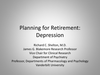 Planning for Retirement: Depression