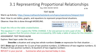 3.1 Representing Proportional Relationships Day ONE SNOW WEEK