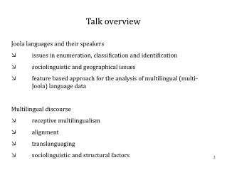 Talk overview