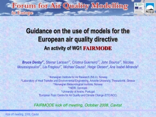 Guidance on the use of models for the European air quality directive An activity of WG1 FAIRMODE