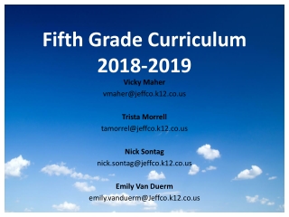 Fifth Grade Curriculum 2018-2019