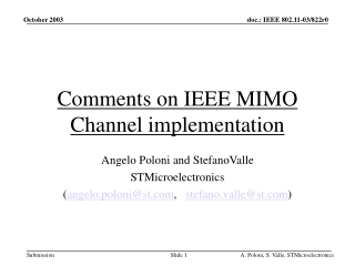 Comments on IEEE MIMO Channel implementation