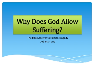 Why Does God Allow Suffering?