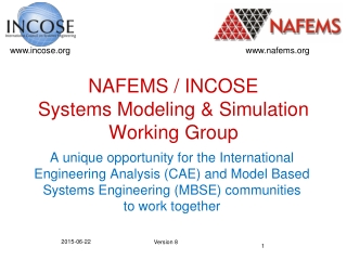 NAFEMS / INCOSE Systems Modeling &amp; Simulation Working Group