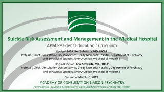 Suicide Risk Assessment and Management in the Medical Hospital