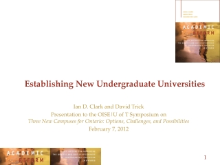 Establishing New Undergraduate Universities