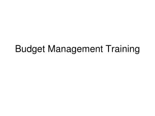 Budget Management Training