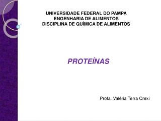 UNIVERSIDADE FEDERAL DO PAMPA ENGENHARIA DE ALIMENTOS DISCIPLINA DE QUÍMICA DE ALIMENTOS