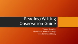 Reading/Writing Observation Guide
