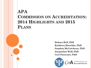 APA Commission on Accreditation: 2014 Highlights and 2015 Plans