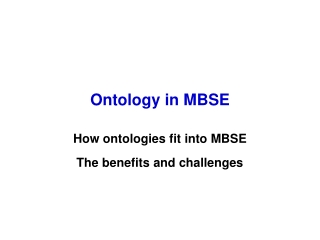 Ontology in MBSE