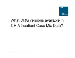 What DRG versions available in CHIA Inpatient Case Mix Data?