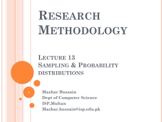 Lecture 13 Sampling &amp; Probability distributions