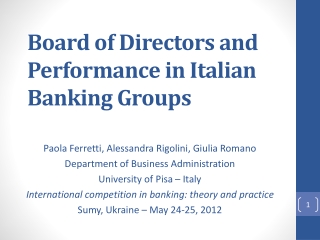 Board of Directors and Performance in Italian Banking Groups