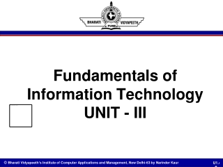 Fundamentals of Information Technology UNIT - III