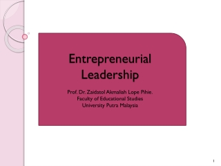 Entrepreneurial Leadership Prof. Dr. Zaidatol Akmaliah Lope Pihie .