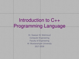 Introduction to C++ Programming Language