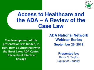 Access to Healthcare and the ADA – A Review of the Case Law