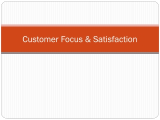Customer Focus &amp; Satisfaction