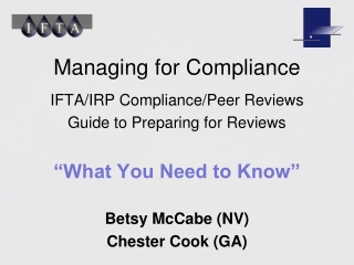 Managing for Compliance