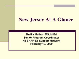 New Jersey At A Glance