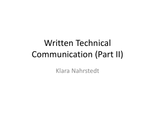 Written Technical Communication (Part II)