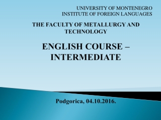 UNIVERSITY OF MONTENEGRO INSTITUTE OF FOREIGN LANGUAGES