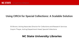Using CIRCA for Special Collections: A Scalable Solution