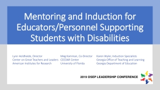 Mentoring and Induction for Educators/Personnel Supporting Students with Disabilities