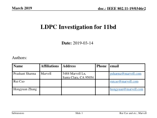 LDPC Investigation for 11bd